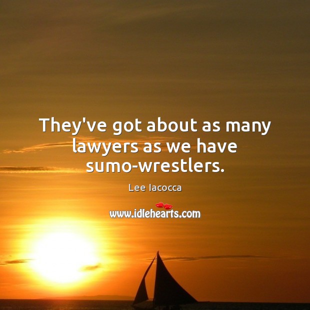 They’ve got about as many lawyers as we have sumo-wrestlers. Image