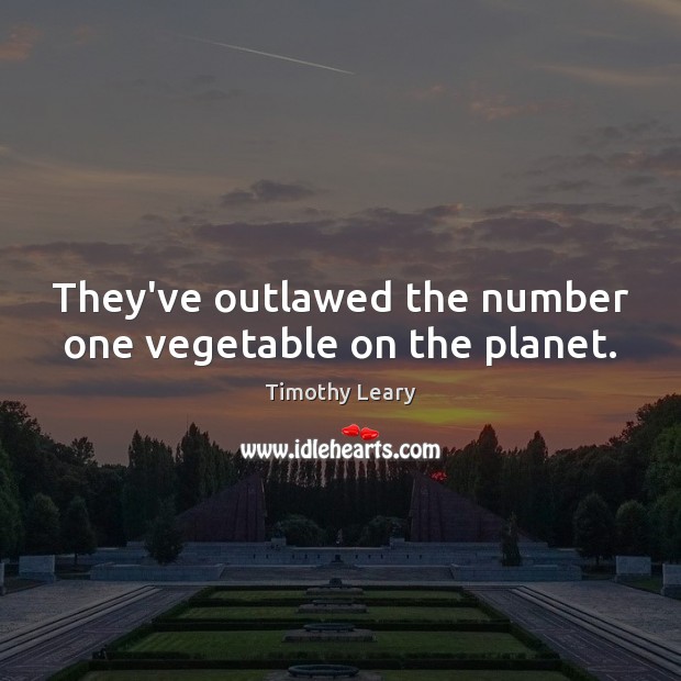 They’ve outlawed the number one vegetable on the planet. Timothy Leary Picture Quote
