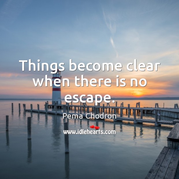 Things become clear when there is no escape. Pema Chodron Picture Quote
