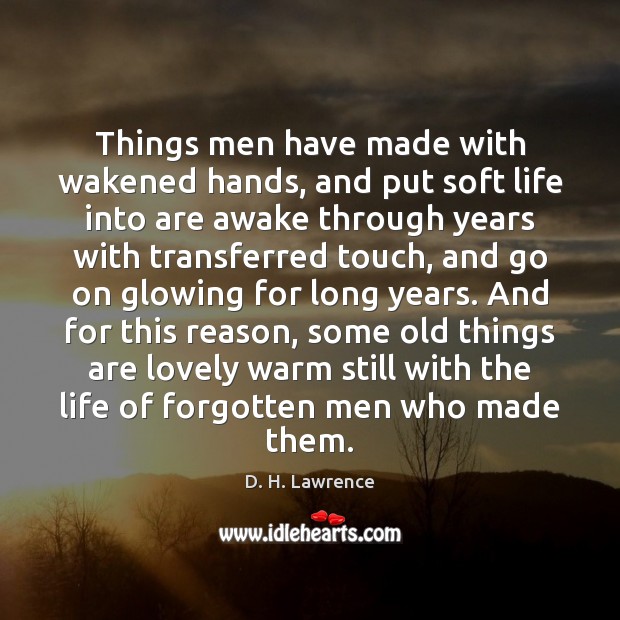 Things men have made with wakened hands, and put soft life into D. H. Lawrence Picture Quote