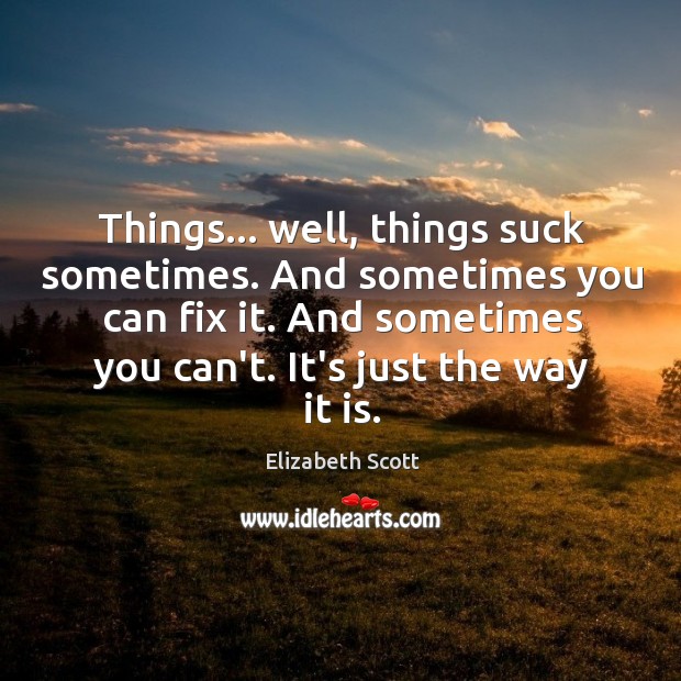 Things… well, things suck sometimes. And sometimes you can fix it. And Elizabeth Scott Picture Quote