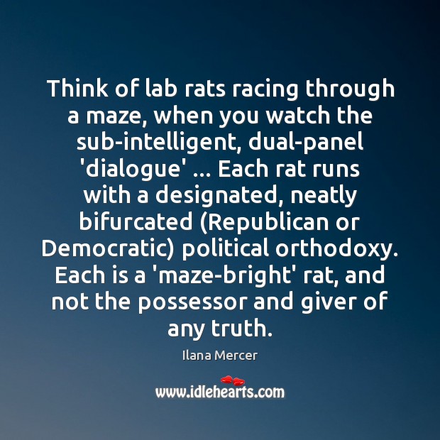 Think of lab rats racing through a maze, when you watch the Ilana Mercer Picture Quote