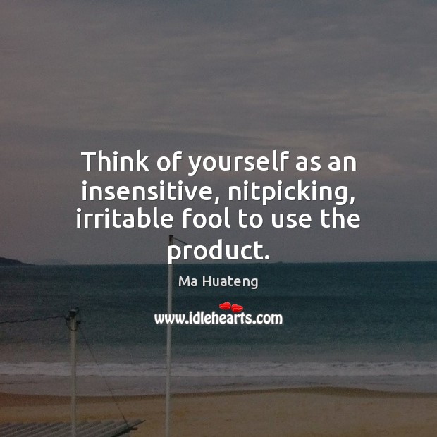 Think of yourself as an insensitive, nitpicking, irritable fool to use the product. Fools Quotes Image