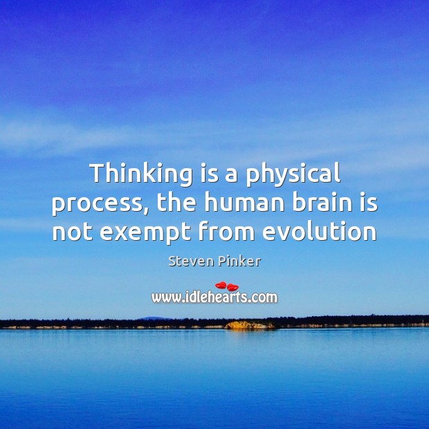 Thinking is a physical process, the human brain is not exempt from evolution Steven Pinker Picture Quote