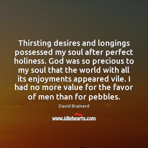 Thirsting desires and longings possessed my soul after perfect holiness. God was David Brainerd Picture Quote