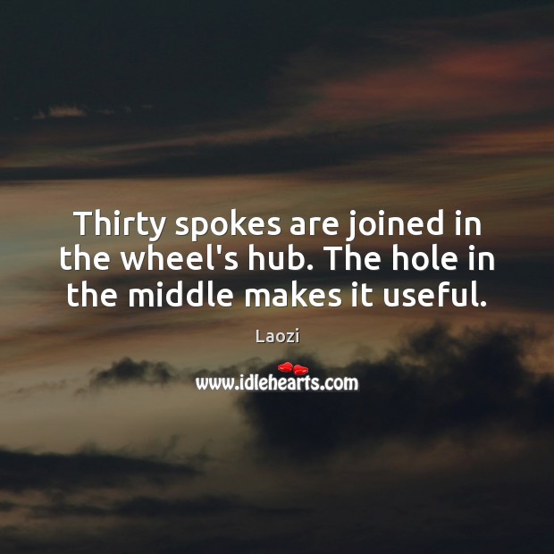 Thirty spokes are joined in the wheel’s hub. The hole in the middle makes it useful. Image