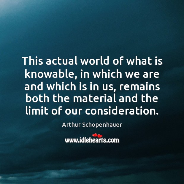 This actual world of what is knowable, in which we are and Arthur Schopenhauer Picture Quote