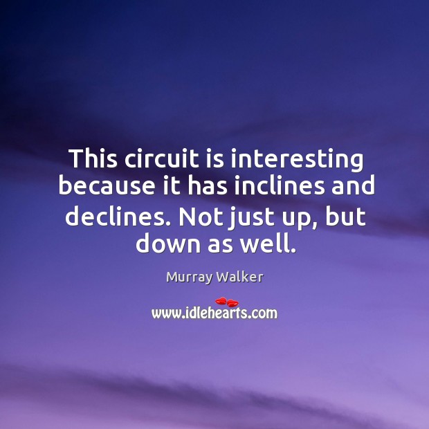 This circuit is interesting because it has inclines and declines. Not just up, but down as well. Murray Walker Picture Quote