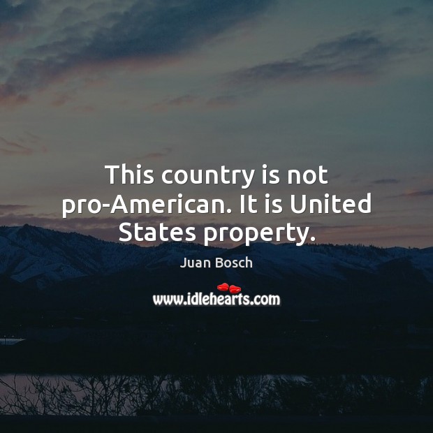 This country is not pro-American. It is United States property. Juan Bosch Picture Quote