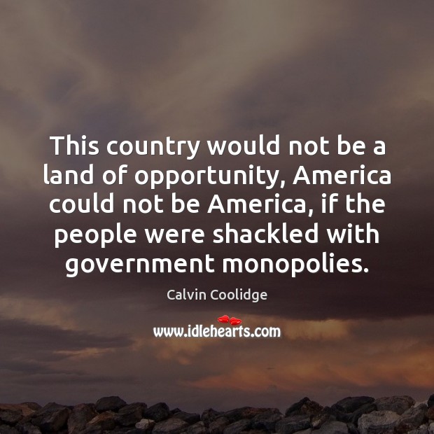 This country would not be a land of opportunity, America could not Calvin Coolidge Picture Quote