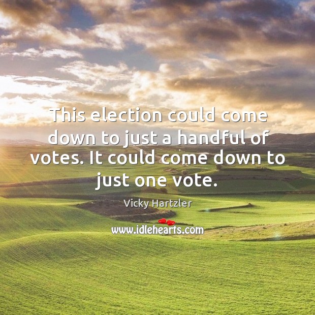 This election could come down to just a handful of votes. It could come down to just one vote. Vicky Hartzler Picture Quote