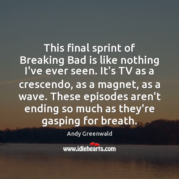 This final sprint of Breaking Bad is like nothing I’ve ever seen. Andy Greenwald Picture Quote