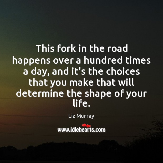 This fork in the road happens over a hundred times a day, Liz Murray Picture Quote