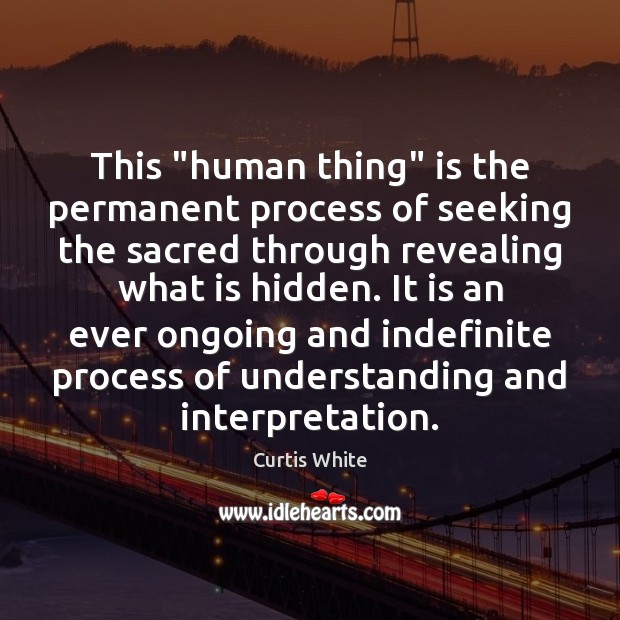 This “human thing” is the permanent process of seeking the sacred through Image