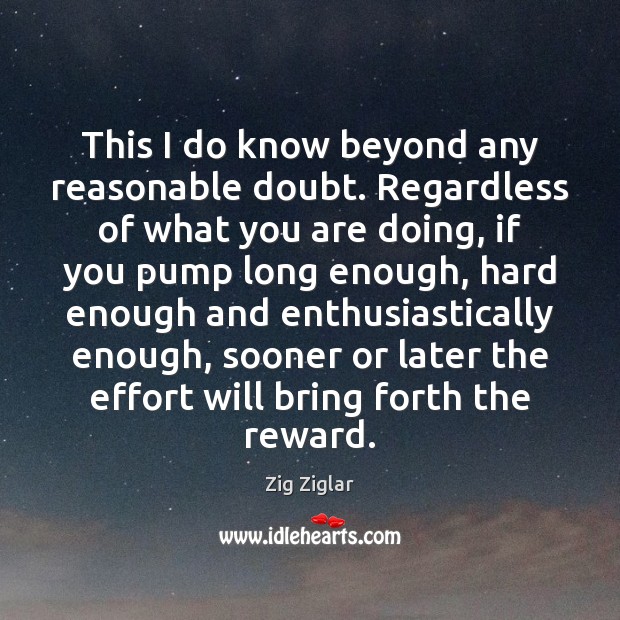 This I do know beyond any reasonable doubt. Regardless of what you Zig Ziglar Picture Quote