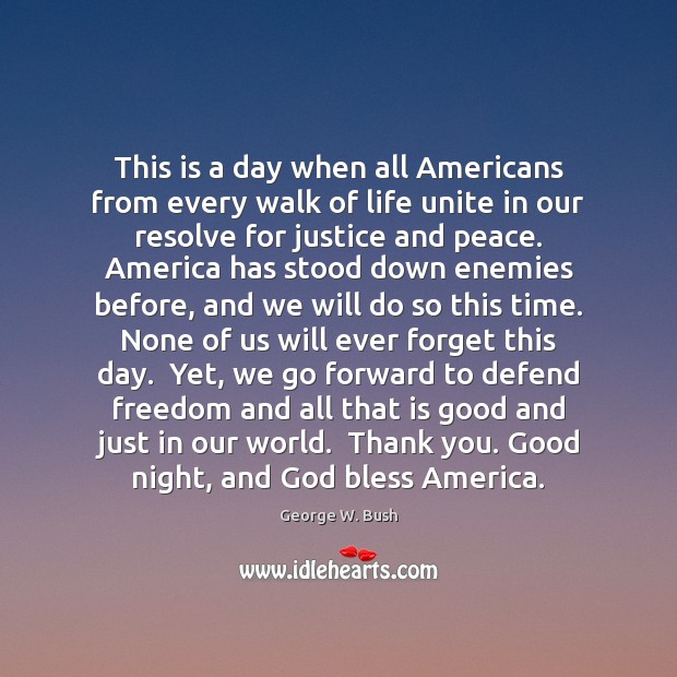 This is a day when all Americans from every walk of life Thank You Quotes Image