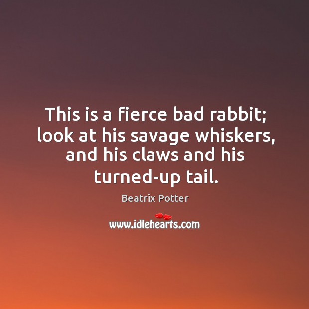 This is a fierce bad rabbit; look at his savage whiskers, and Beatrix Potter Picture Quote