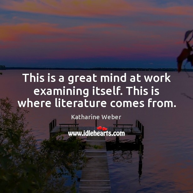 This is a great mind at work examining itself. This is where literature comes from. Katharine Weber Picture Quote