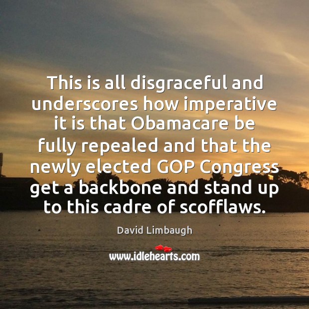 This is all disgraceful and underscores how imperative it is that Obamacare David Limbaugh Picture Quote