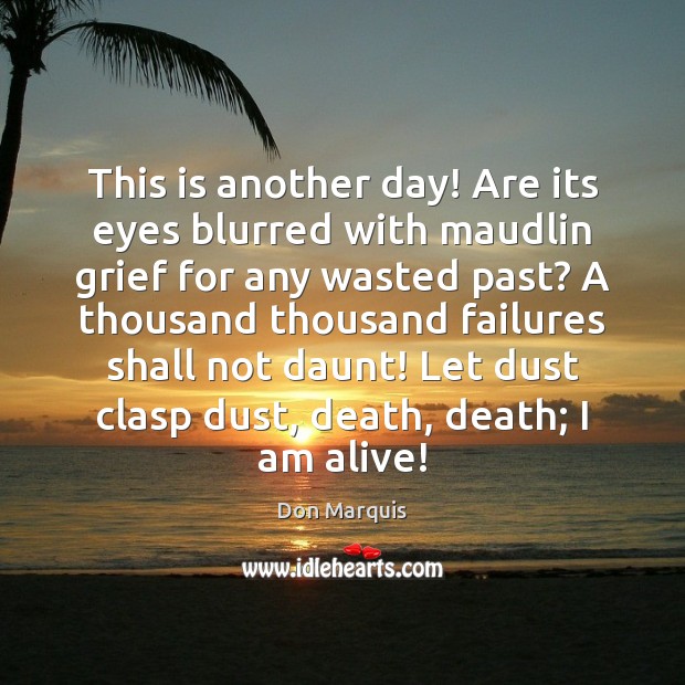This is another day! Are its eyes blurred with maudlin grief for Don Marquis Picture Quote