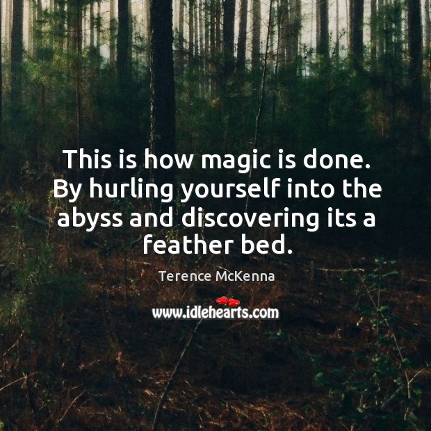 This is how magic is done. By hurling yourself into the abyss Terence McKenna Picture Quote