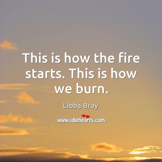 This is how the fire starts. This is how we burn. Libba Bray Picture Quote