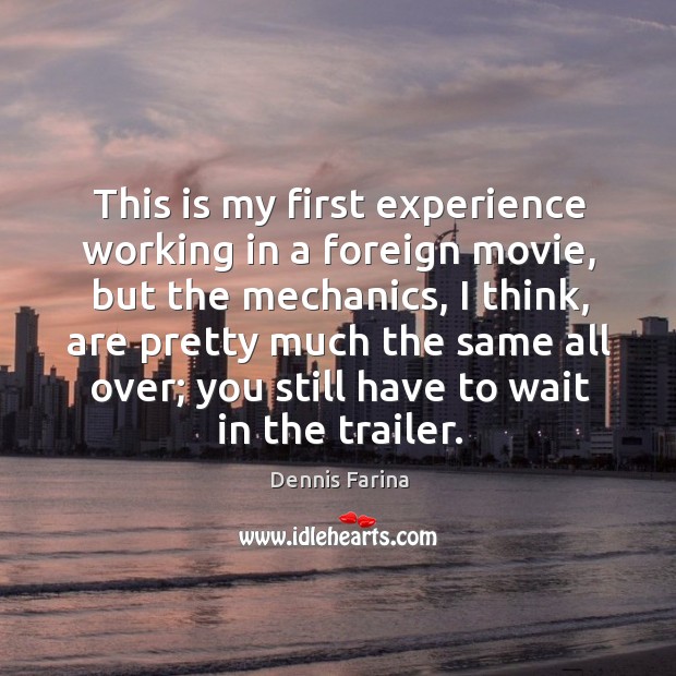This is my first experience working in a foreign movie, but the mechanics, I think Dennis Farina Picture Quote