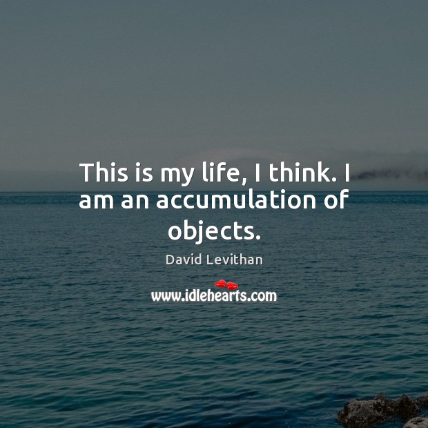 This is my life, I think. I am an accumulation of objects. David Levithan Picture Quote