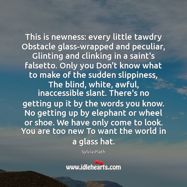 This is newness: every little tawdry Obstacle glass-wrapped and peculiar, Glinting and Image