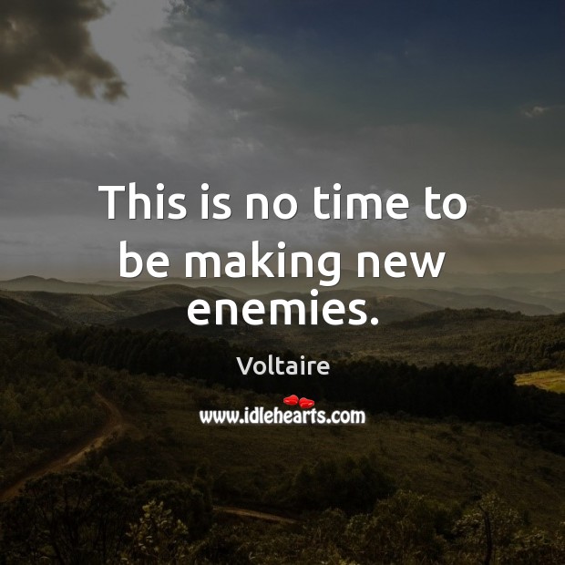 This is no time to be making new enemies. Voltaire Picture Quote