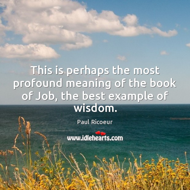 This is perhaps the most profound meaning of the book of Job, the best example of wisdom. 
