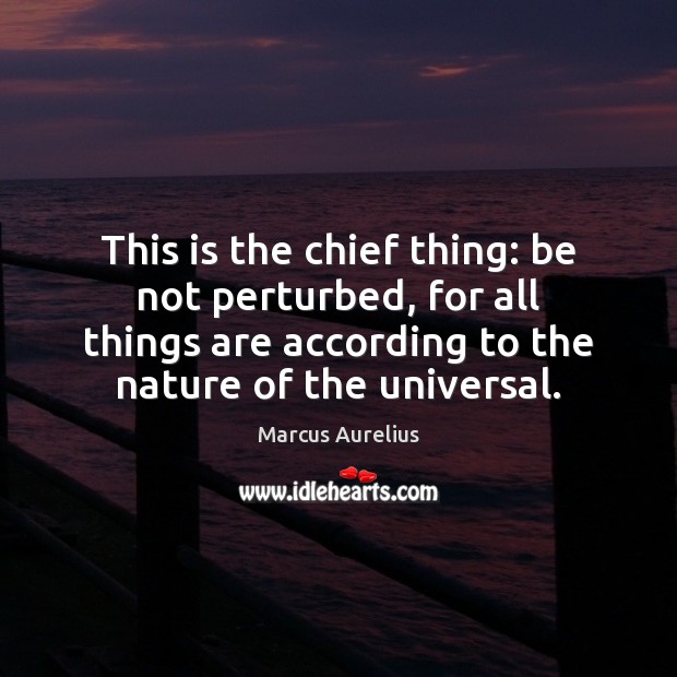 This is the chief thing: be not perturbed, for all things are Marcus Aurelius Picture Quote