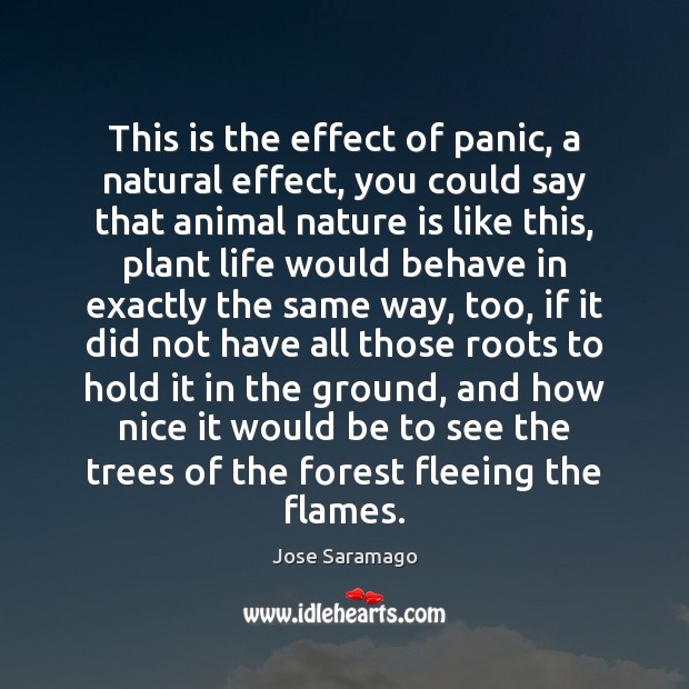 This is the effect of panic, a natural effect, you could say Jose Saramago Picture Quote