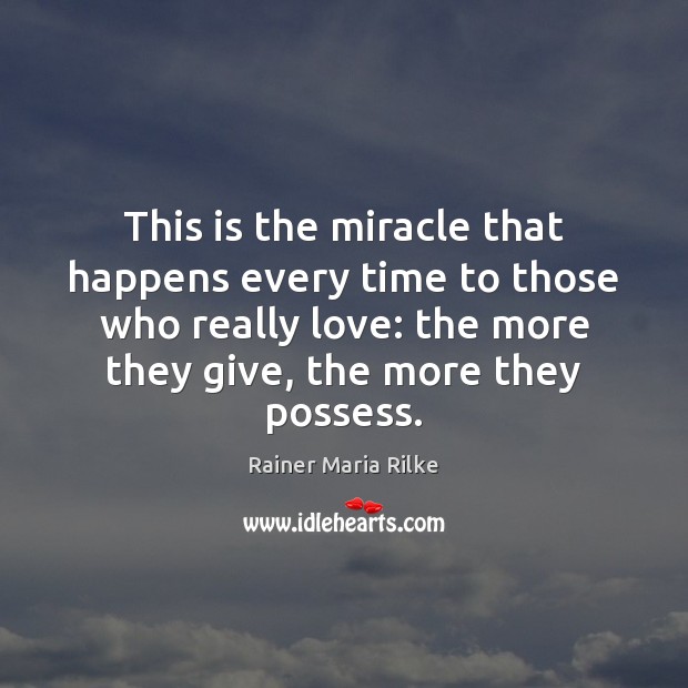 This is the miracle that happens every time to those who really Rainer Maria Rilke Picture Quote