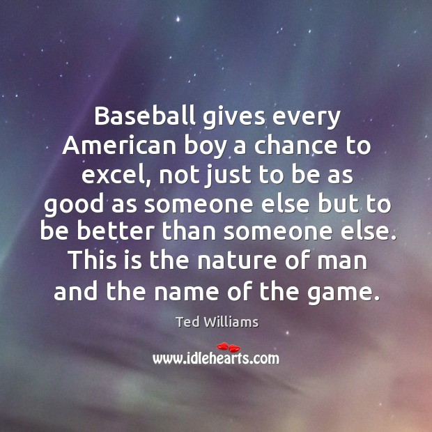 This is the nature of man and the name of the game. Ted Williams Picture Quote