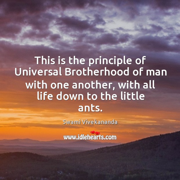 This is the principle of Universal Brotherhood of man with one another, Swami Vivekananda Picture Quote