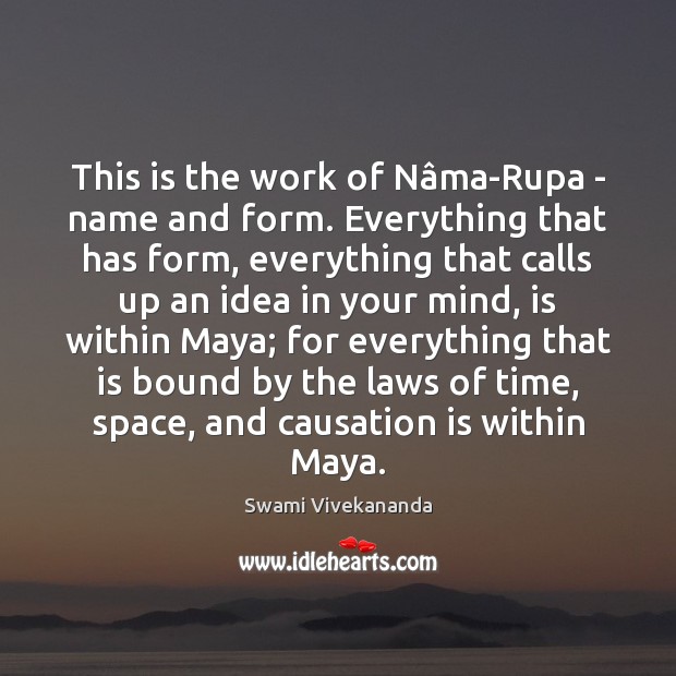 This is the work of Nâma-Rupa – name and form. Everything Swami Vivekananda Picture Quote