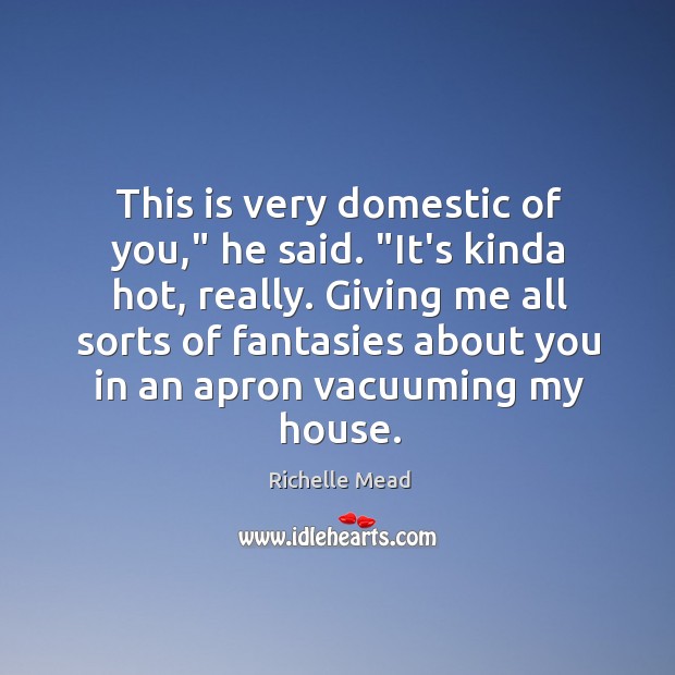 This is very domestic of you,” he said. “It’s kinda hot, really. Richelle Mead Picture Quote