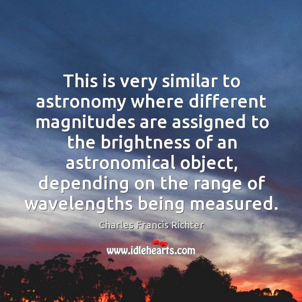 This is very similar to astronomy where different magnitudes are assigned to the Image
