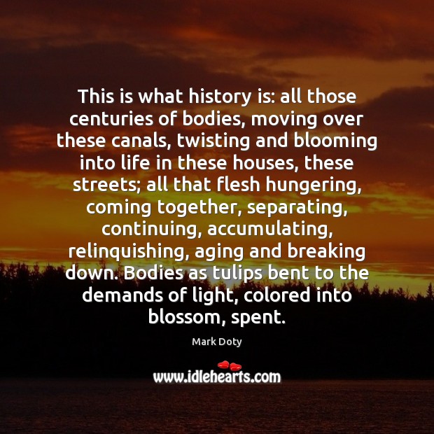 This is what history is: all those centuries of bodies, moving over Mark Doty Picture Quote