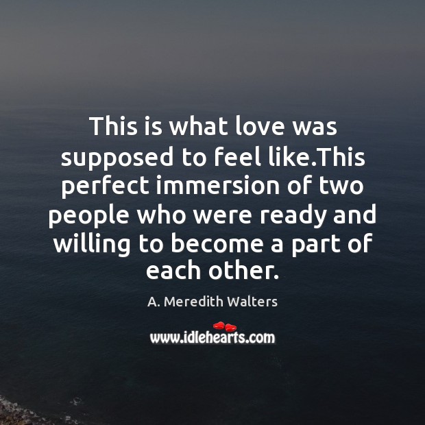 This is what love was supposed to feel like.This perfect immersion A. Meredith Walters Picture Quote