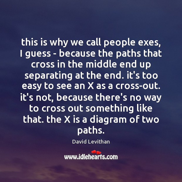 This is why we call people exes, I guess – because the David Levithan Picture Quote