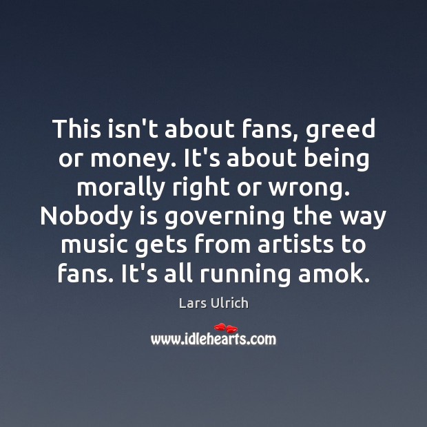 This isn’t about fans, greed or money. It’s about being morally right Image