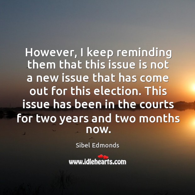 This issue has been in the courts for two years and two months now. Sibel Edmonds Picture Quote