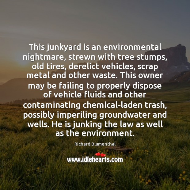 This junkyard is an environmental nightmare, strewn with tree stumps, old tires, Image
