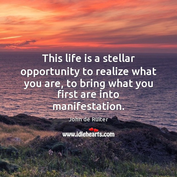 This life is a stellar opportunity to realize what you are, to John de Ruiter Picture Quote