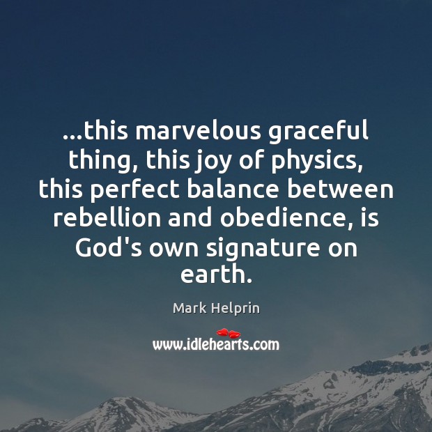 …this marvelous graceful thing, this joy of physics, this perfect balance between Image