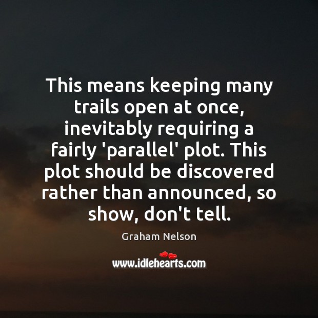 This means keeping many trails open at once, inevitably requiring a fairly Graham Nelson Picture Quote