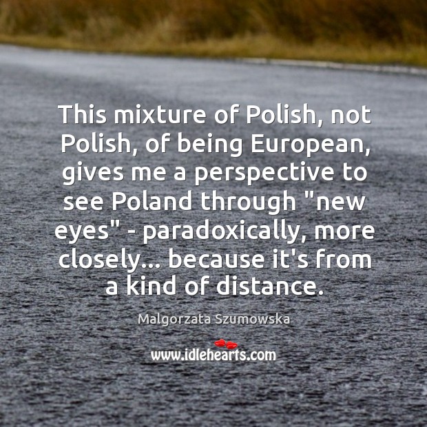This mixture of Polish, not Polish, of being European, gives me a Image
