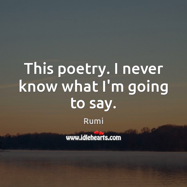 This poetry. I never know what I’m going to say. Rumi Picture Quote